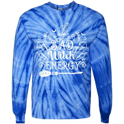 Bad Witch Energy Halloween Bad Attitude Crystal Herb Wiccan Cute Gift Tie-Dye Long Sleeve Shirt