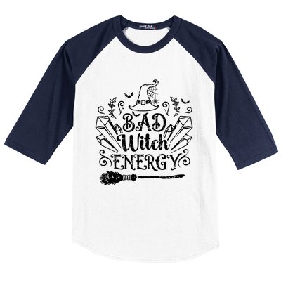 Bad Witch Energy Halloween Bad Attitude Crystal Herb Wiccan Cute Gift Baseball Sleeve Shirt