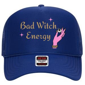 Bad Witch Energy Halloween Gift High Crown Mesh Back Trucker Hat