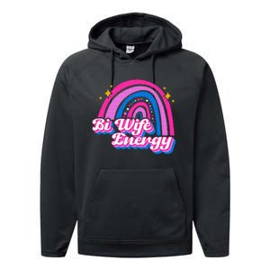 Bi Wife Energy Bisexual Pride Bisexual Flag LGBTQ Support Performance Fleece Hoodie