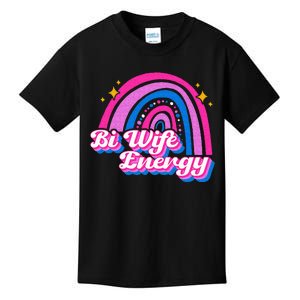 Bi Wife Energy Bisexual Pride Bisexual Flag LGBTQ Support Kids T-Shirt