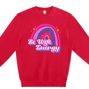 Bi Wife Energy Bisexual Pride Bisexual Flag LGBTQ Support Premium Crewneck Sweatshirt