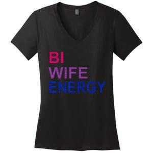 Bi Wife Energy Bisexual Bi Pride Women's V-Neck T-Shirt