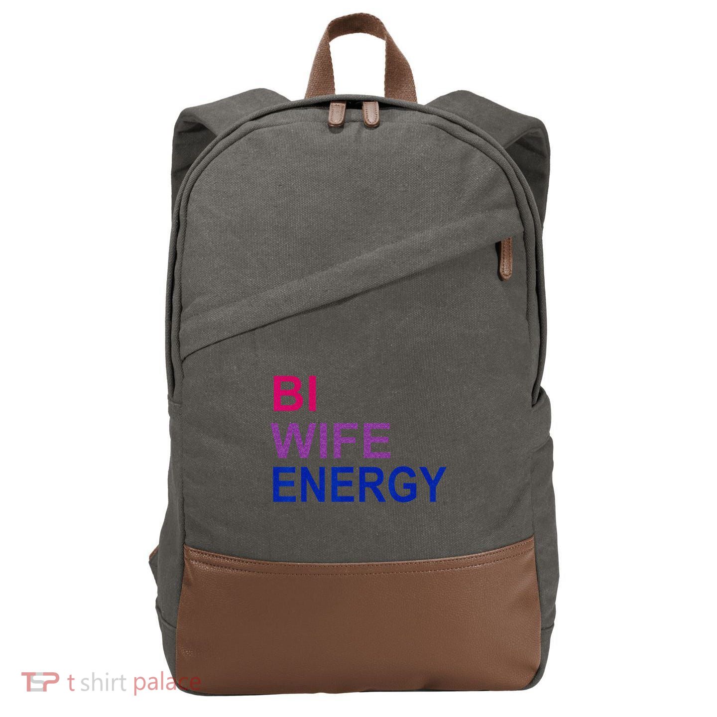 Bi Wife Energy Bisexual Bi Pride Cotton Canvas Backpack