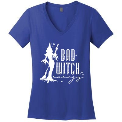 Bad Witch Energy Halloween Vintage Spooky Spooky Gift Women's V-Neck T-Shirt