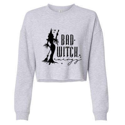 Bad Witch Energy Halloween Vintage Spooky Spooky Gift Cropped Pullover Crew