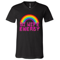 Bi Wife Energy Bisexual Pride Bisexual Flag Bi Pride V-Neck T-Shirt