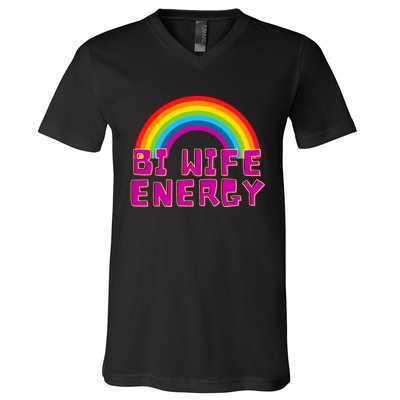 Bi Wife Energy Bisexual Pride Bisexual Flag Bi Pride V-Neck T-Shirt