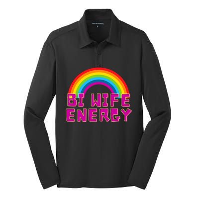 Bi Wife Energy Bisexual Pride Bisexual Flag Bi Pride Silk Touch Performance Long Sleeve Polo