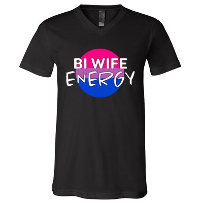 Bi Wife Energy Bisexual Pride Bisexual Flag Bi Pride V-Neck T-Shirt