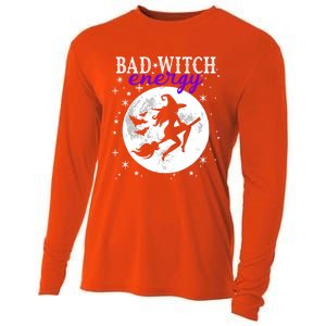 Bad Witch Energy Magic Moon And Stars And Bats Halloween Funny Gift Cooling Performance Long Sleeve Crew