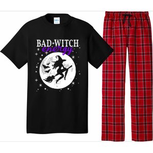 Bad Witch Energy Magic Moon And Stars And Bats Halloween Funny Gift Pajama Set