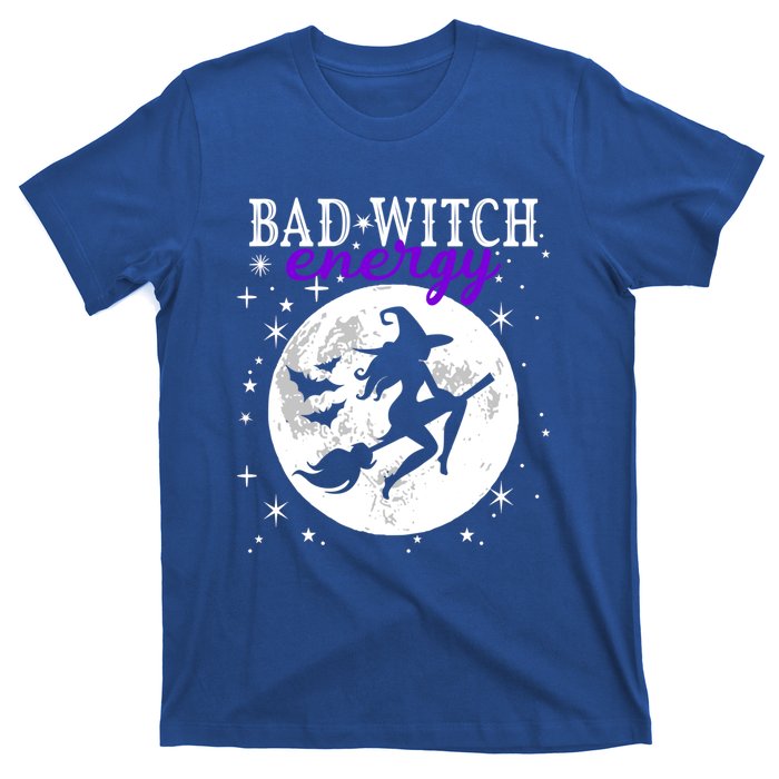 Bad Witch Energy Magic Moon And Stars And Bats Halloween Funny Gift T-Shirt