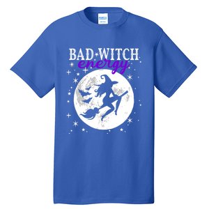 Bad Witch Energy Magic Moon And Stars And Bats Halloween Funny Gift Tall T-Shirt