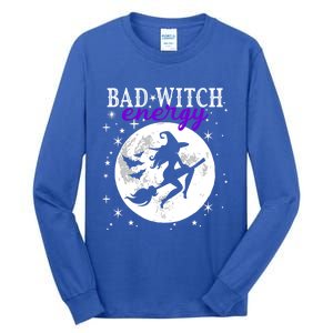 Bad Witch Energy Magic Moon And Stars And Bats Halloween Funny Gift Tall Long Sleeve T-Shirt