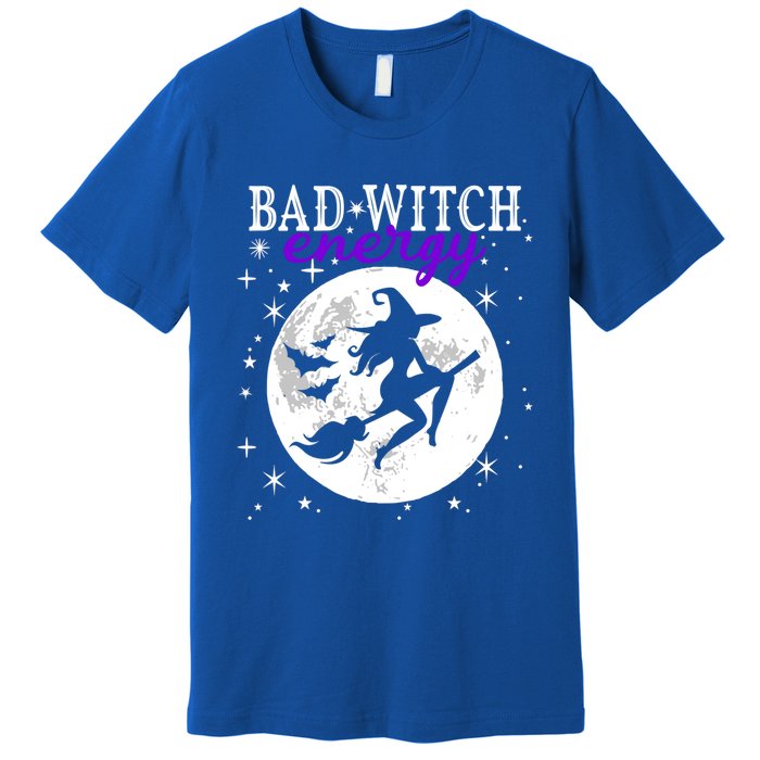 Bad Witch Energy Magic Moon And Stars And Bats Halloween Funny Gift Premium T-Shirt