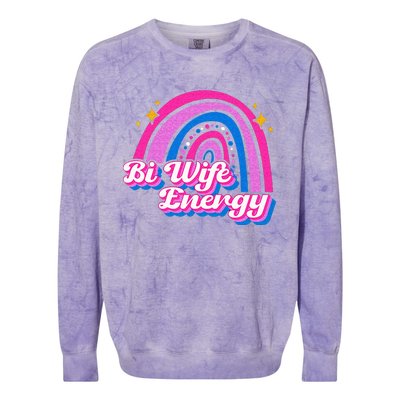 Bi Wife Energy Bisexual Pride Bisexual Flag LGBTQ Support Colorblast Crewneck Sweatshirt