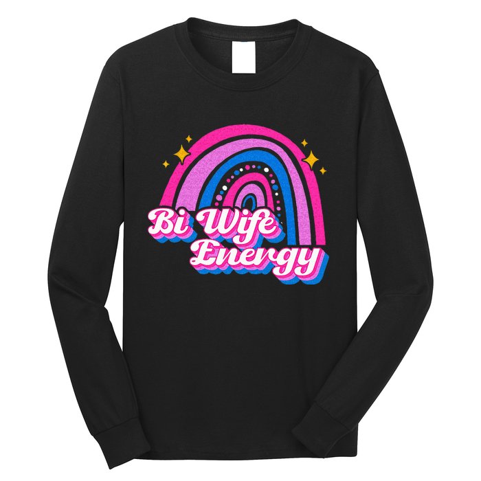 Bi Wife Energy Bisexual Pride Bisexual Flag LGBTQ Support Long Sleeve Shirt