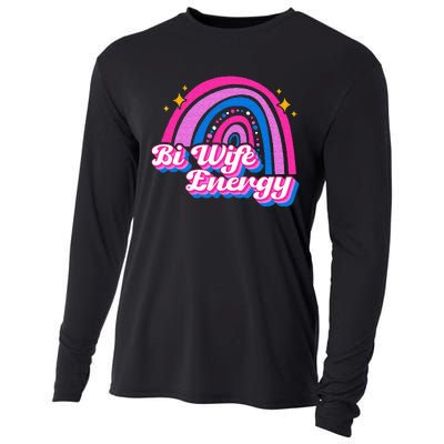 Bi Wife Energy Bisexual Pride Bisexual Flag LGBTQ Support Cooling Performance Long Sleeve Crew