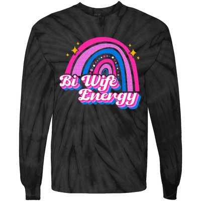 Bi Wife Energy Bisexual Pride Bisexual Flag LGBTQ Support Tie-Dye Long Sleeve Shirt