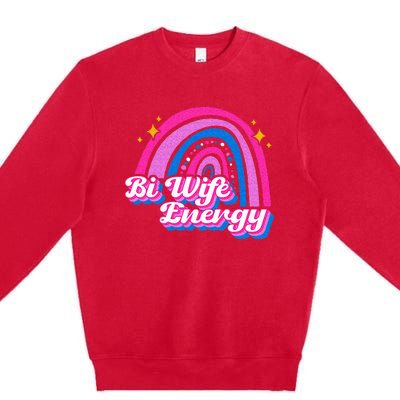 Bi Wife Energy Bisexual Pride Bisexual Flag LGBTQ Support Premium Crewneck Sweatshirt