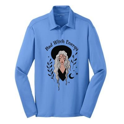 Bad Witch Energy Witchy Halloween Witchcore Cute Gift Silk Touch Performance Long Sleeve Polo