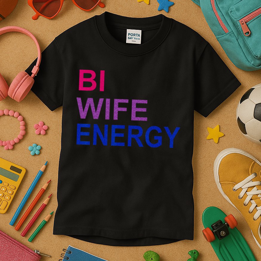 Bi Wife Energy Bisexual Bi Pride Kids T-Shirt