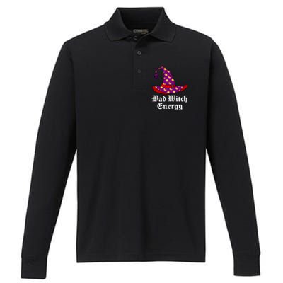 Bad Witch Energy Salem Witches Hat Halloween Spells Potions Cool Gift Performance Long Sleeve Polo