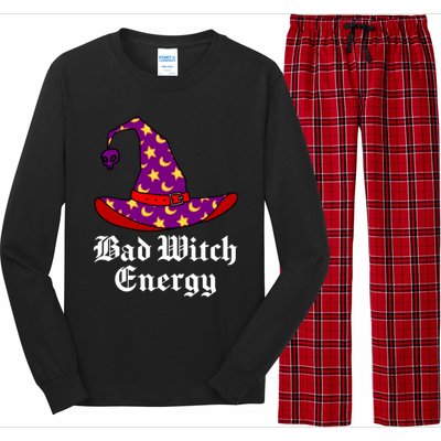 Bad Witch Energy Salem Witches Hat Halloween Spells Potions Cool Gift Long Sleeve Pajama Set