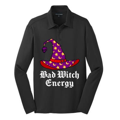 Bad Witch Energy Salem Witches Hat Halloween Spells Potions Cool Gift Silk Touch Performance Long Sleeve Polo