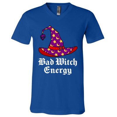 Bad Witch Energy Salem Witches Hat Halloween Spells Potions Cool Gift V-Neck T-Shirt