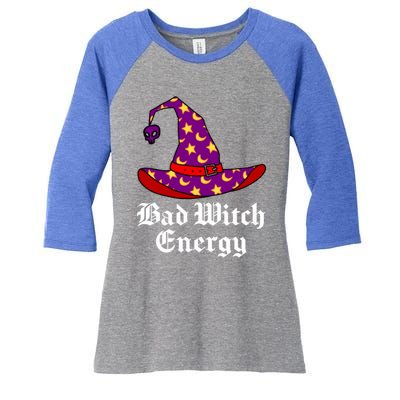 Bad Witch Energy Salem Witches Hat Halloween Spells Potions Cool Gift Women's Tri-Blend 3/4-Sleeve Raglan Shirt