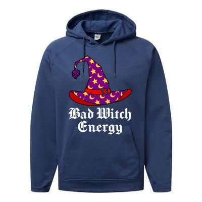 Bad Witch Energy Salem Witches Hat Halloween Spells Potions Cool Gift Performance Fleece Hoodie