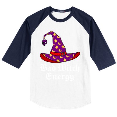 Bad Witch Energy Salem Witches Hat Halloween Spells Potions Cool Gift Baseball Sleeve Shirt