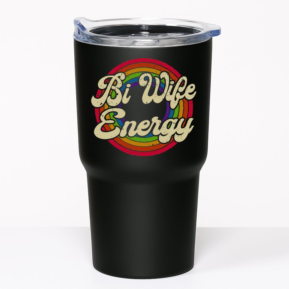 Bi Wife Energy LGBTQ Retro Vintage Tumbler
