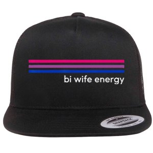 Bi Wife Energy Bisexual Pride Flag Bisexuality LGBTQ Flat Bill Trucker Hat