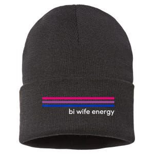 Bi Wife Energy Bisexual Pride Flag Bisexuality LGBTQ Sustainable Knit Beanie