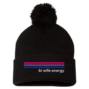 Bi Wife Energy Bisexual Pride Flag Bisexuality LGBTQ Pom Pom 12in Knit Beanie