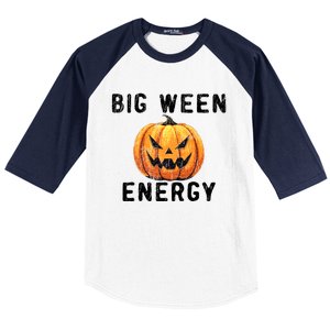 Big Ween Energy Spooky Pumpkin Face Halloween Baseball Sleeve Shirt