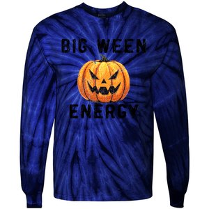 Big Ween Energy Spooky Pumpkin Face Halloween Tie-Dye Long Sleeve Shirt