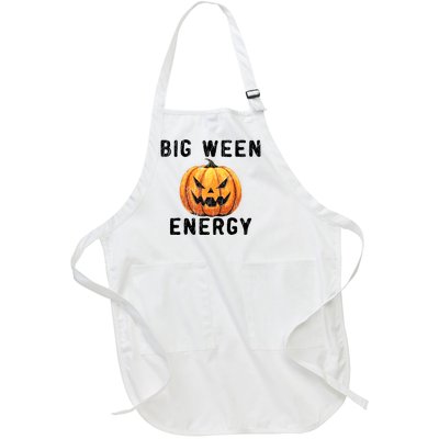 Big Ween Energy Spooky Pumpkin Face Halloween Full-Length Apron With Pockets