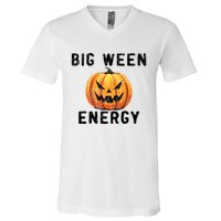 Big Ween Energy Spooky Pumpkin Face Halloween V-Neck T-Shirt