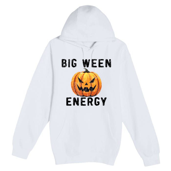 Big Ween Energy Spooky Pumpkin Face Halloween Premium Pullover Hoodie