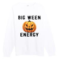 Big Ween Energy Spooky Pumpkin Face Halloween Premium Crewneck Sweatshirt