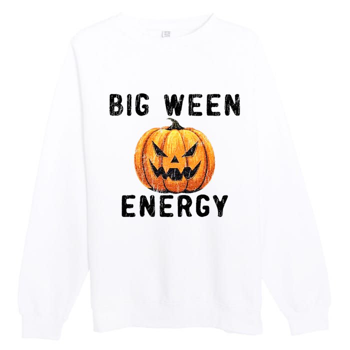 Big Ween Energy Spooky Pumpkin Face Halloween Premium Crewneck Sweatshirt