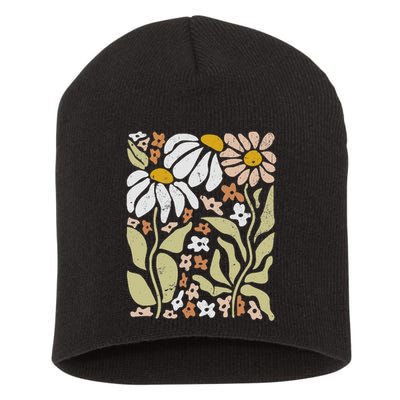 Boho Wildflowers Floral Nature Flower Short Acrylic Beanie