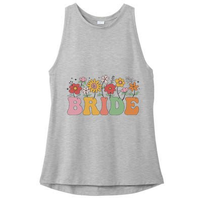 Bride Wildflower Floral Bridal Party Wedding Bachelorette Ladies PosiCharge Tri-Blend Wicking Tank