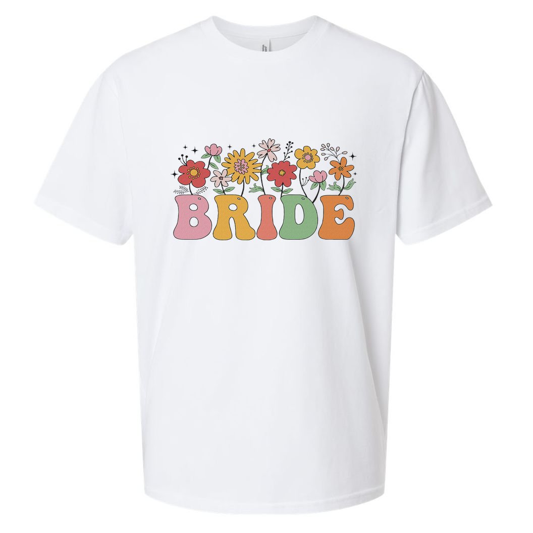 Bride Wildflower Floral Bridal Party Wedding Bachelorette Sueded Cloud Jersey T-Shirt