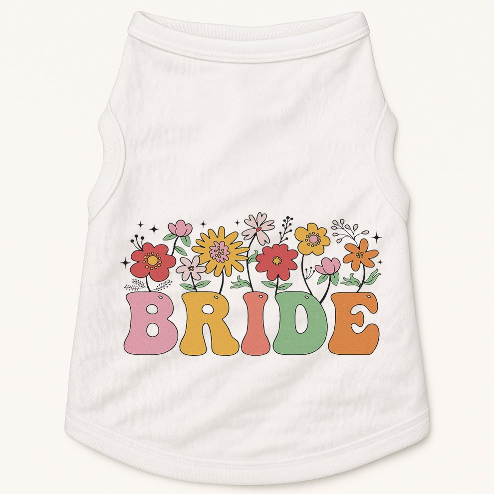 Bride Wildflower Floral Bridal Party Wedding Bachelorette Doggie Tank