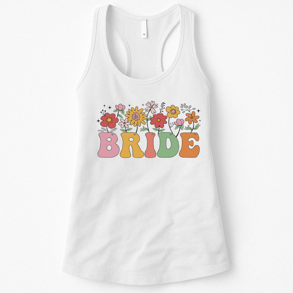 Bride Wildflower Floral Bridal Party Wedding Bachelorette Womens Tank Top